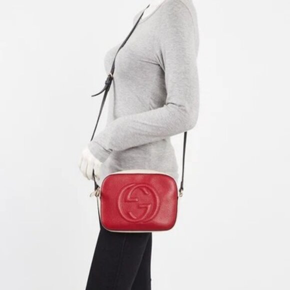 Gucci Red/White/Blue Leather Soho Disco Shoulder Bag - Picture 2 of 11